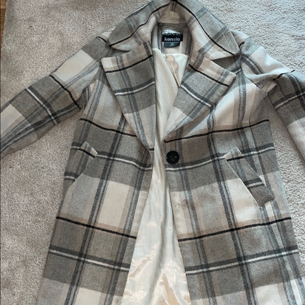 Kenzie checkered plaid pea coat